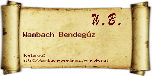 Wambach Bendegúz névjegykártya